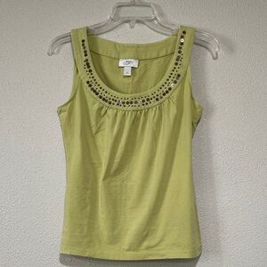 Ann Taylor Loft Green Embellished Tank Top